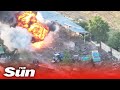 Huge ammo explosion as Ukrainian forces destroy fully armed Russian vehicle