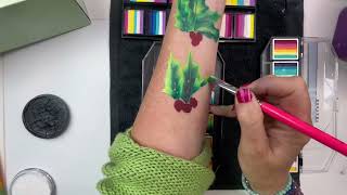 Face Paint Christmas Design. How to face paint Holly and Berries