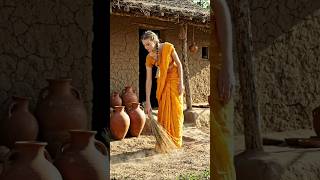 Peaceful Village Life 🌿 Girl Sweeping Outside Mud House | Indian Rural Lifestyle