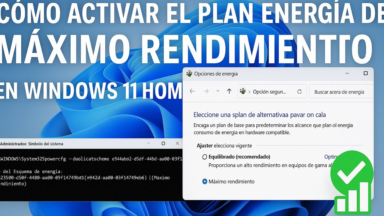Como activar el plan de energia de maximo rendimiento en Windows 11 Home