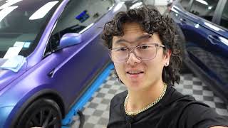 Tesla Model X in KPMF Matte Purple Blue Iridescent Vinyl Wrap