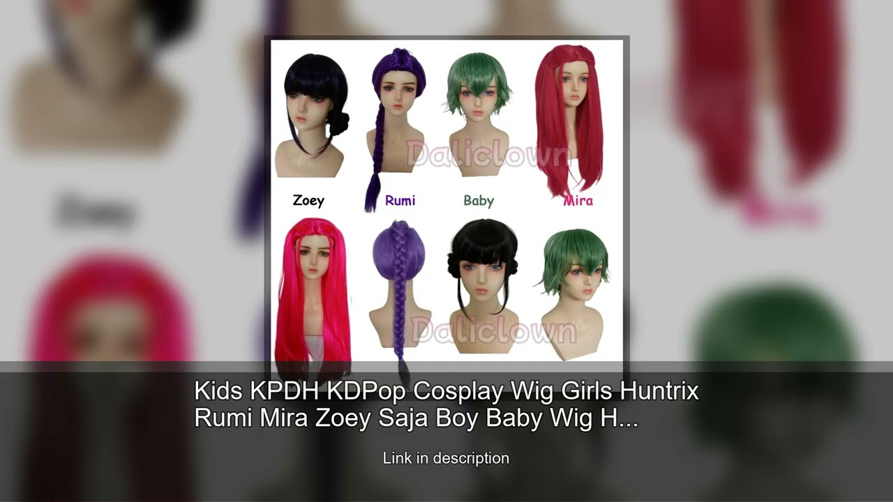 Kids KPDH KDPop Cosplay Wig Girls Huntrix Rumi Mira Zoey Saja Boy Baby Wig Hair Halloween Synth