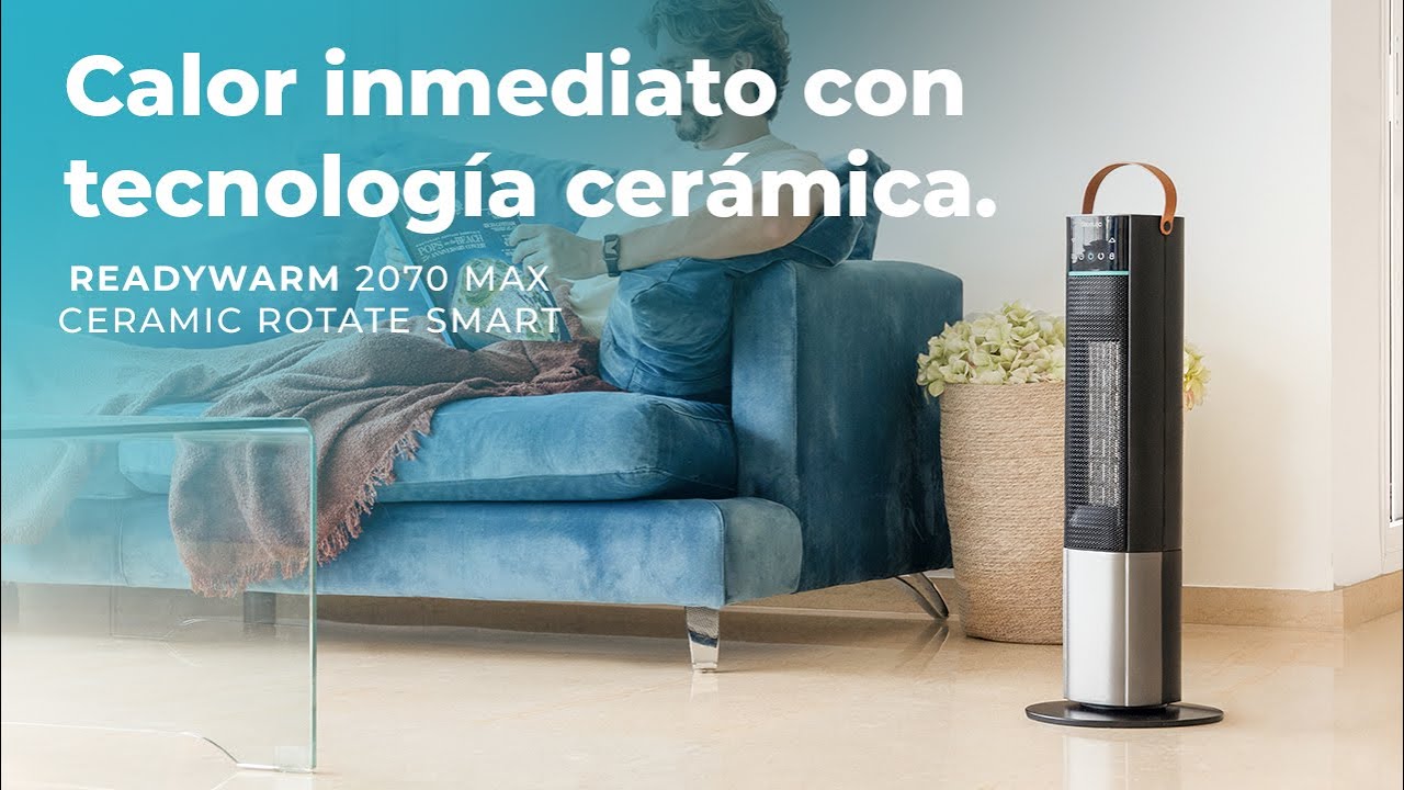 Calefactor de pie ReadyWarm 2070 Max Ceramic Rotate Smart con 2000 W, control táctil y remoto