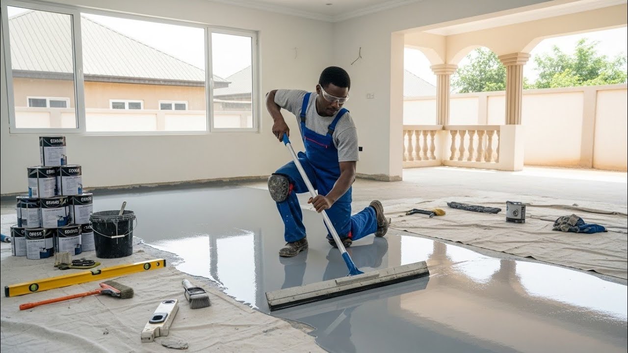 What It Cost To Install Epoxy Floor Painting With Reflective Designs In Benin City, Nigeria. 