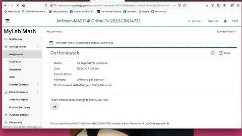 Graphing Exponential & Logarithmic Functions  in MyMathLab