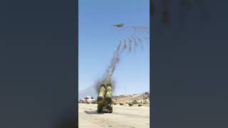 Ground Base Defense System Launch Blasttic Missiles At F-16 C Fighter Jet Gtav