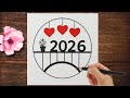 Happy new year 2026 drawing | Easy drawing |New year 2026 drawing | Pencil drawing step by step 2026