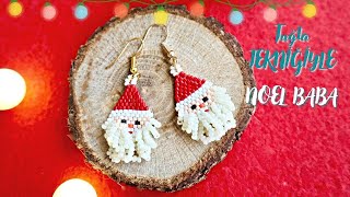 Tuğla Tekniğiyle Noel Baba Küpeler | Brick Stitch Santa Earrings