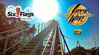 2024 Shock Wave Roller Coaster On Ride Front Seat 4K POV Six Flags Over Texas