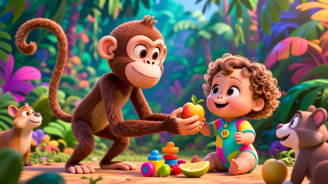 Monkey Learns to Share 🐒🤝 | Sharing Lesson for Kids | Fun Social Skills Learning