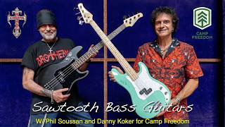Signing Sawtooth Bass Guitars for campfreedom w Phil Soussan and Danny Koker
