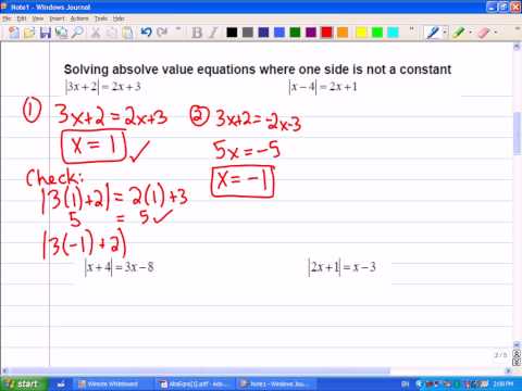 Mr Joyce Math 11 - Solving Absolute Value Equations I
