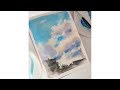 Зарисовка акварелью Облака. Watercolor process "Sky"