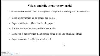 Advocacy Model of Youth Work Practice