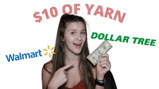 How Much Yarn Can You Get For 10 Dollars at Dollar Tree vs. Walmart | Budget Yarn Shopping and Haul