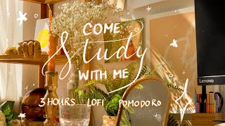 Study with me 3Hours | Pomodoro 25/5 | LOFI Music + ASMR background sounds