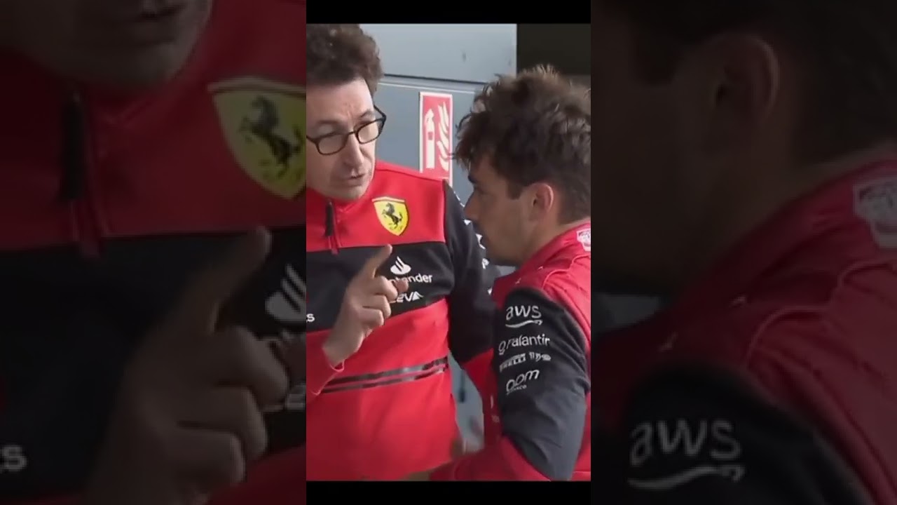 Mattia Binotto telling Charles Leclerc off after the British Grand Prix 