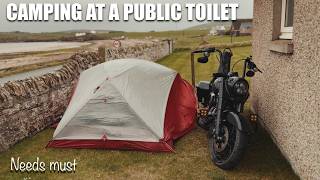 Beggars can't be choosers. Motorcycle wild camp 'Scapa flo' - (Orkney Scotland).