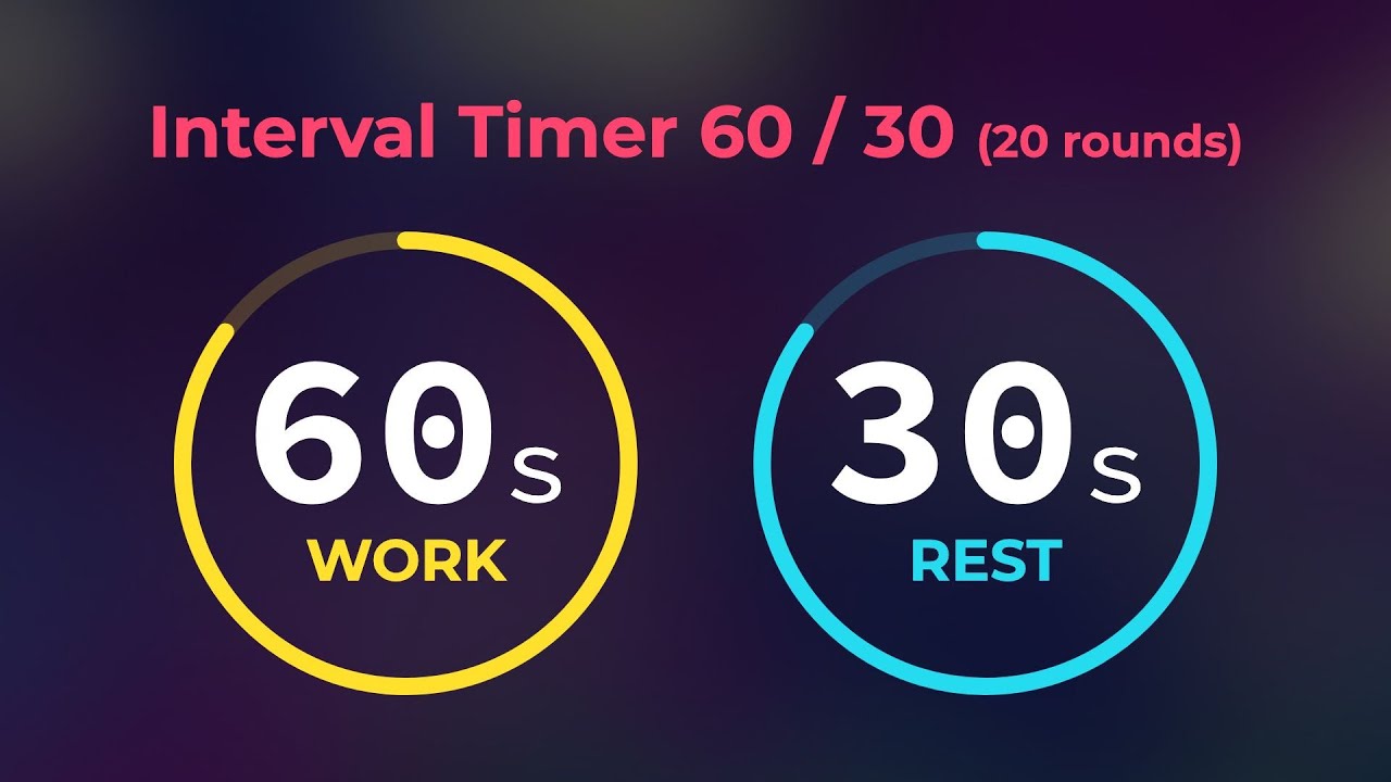 60/30 Interval Timer | 60s with 30s rest (20 Rounds) | Workout Timer No Music