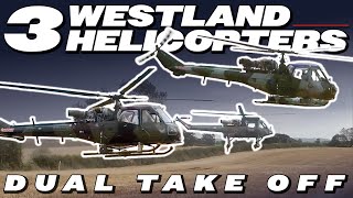 DUAL TAKE OFF! 3x Westland Helicopters   START UP & TAKE OFF