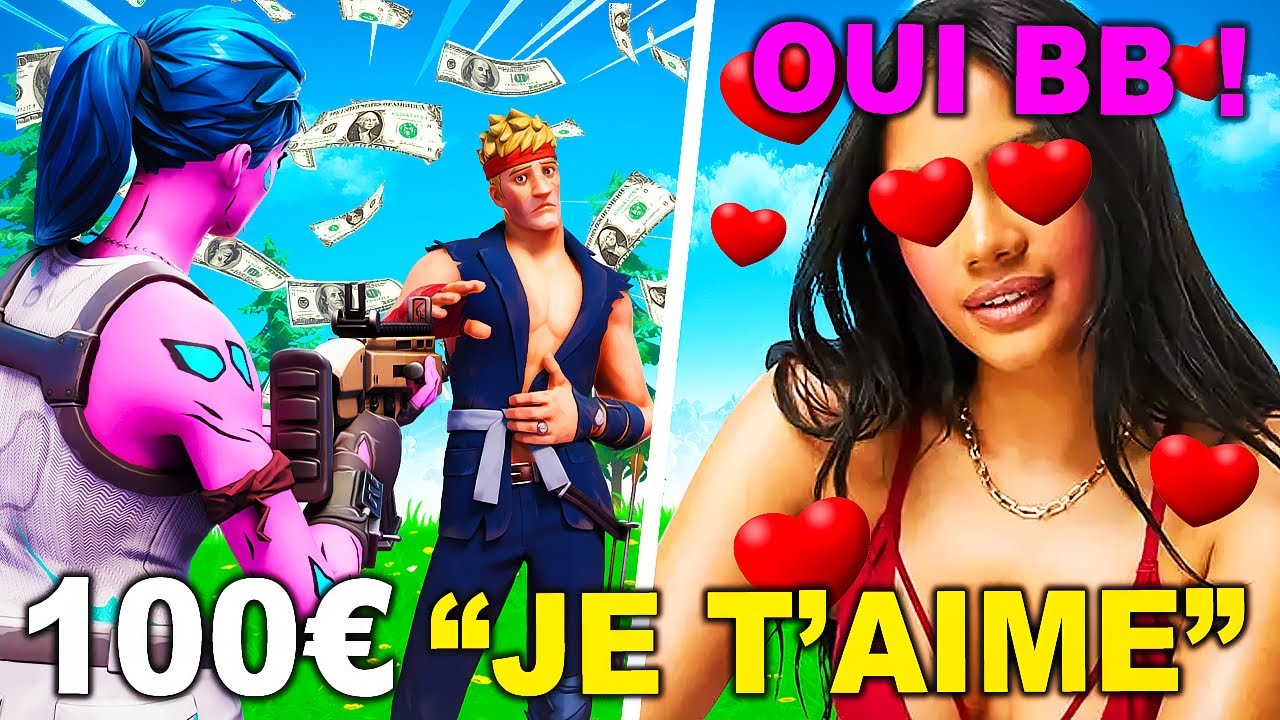 À CHAQUE KILL, je DRAGUE une FILLE en CAM avec de l'ARGENT sur Fortnite ! 😍 (elle m'aime)