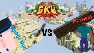 Destroying PC players on mobile (Cubecraft skywars)