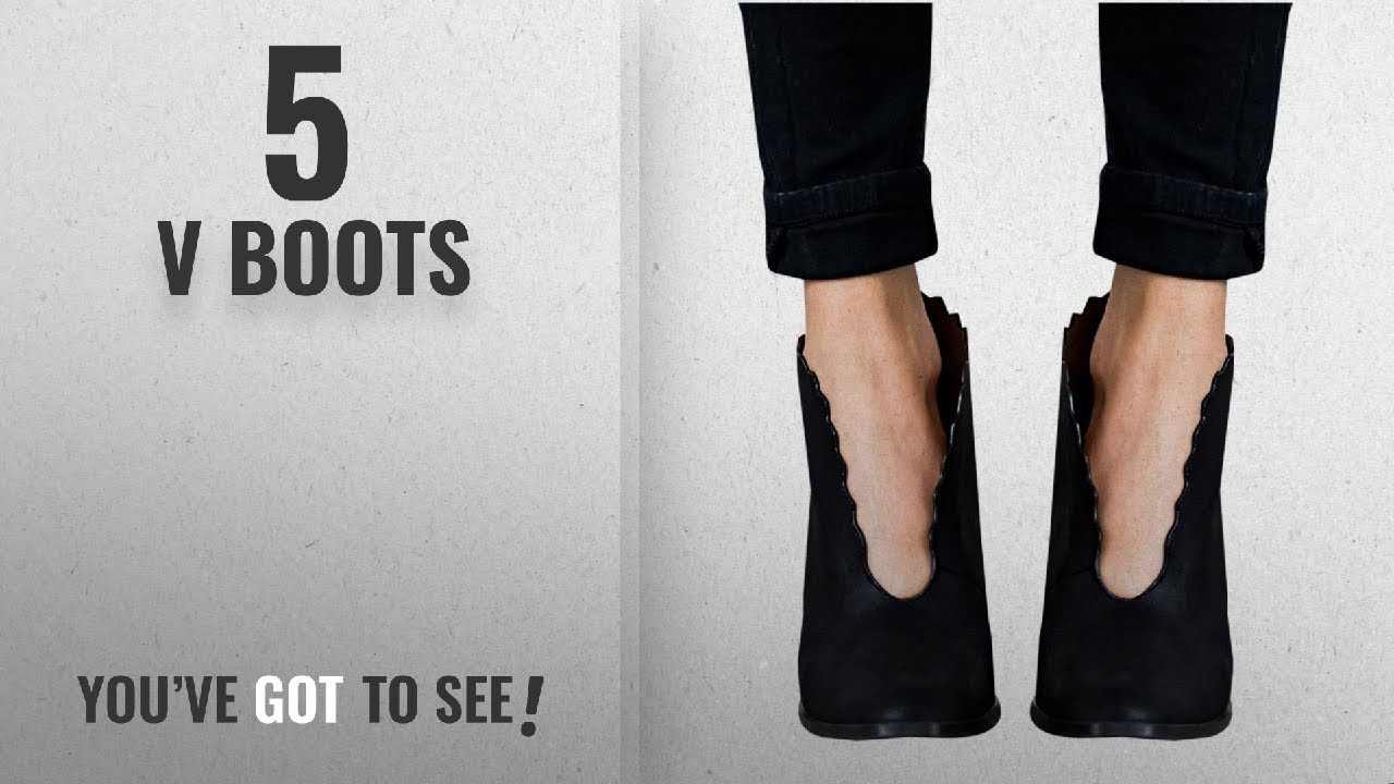 Top 5 V Boots [2018] Nulibenna Womens V Cut Ankle Booties Slip On