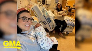 Twin sisters give birth on exact same day to ‘almost-twin’ brothers l GMA