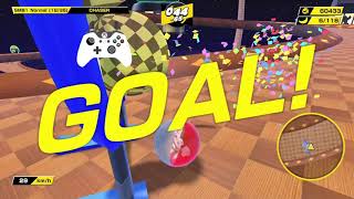 Super Monkey Ball Banana Mania SMB1 normal difficulty playthrough (with visualized controller)