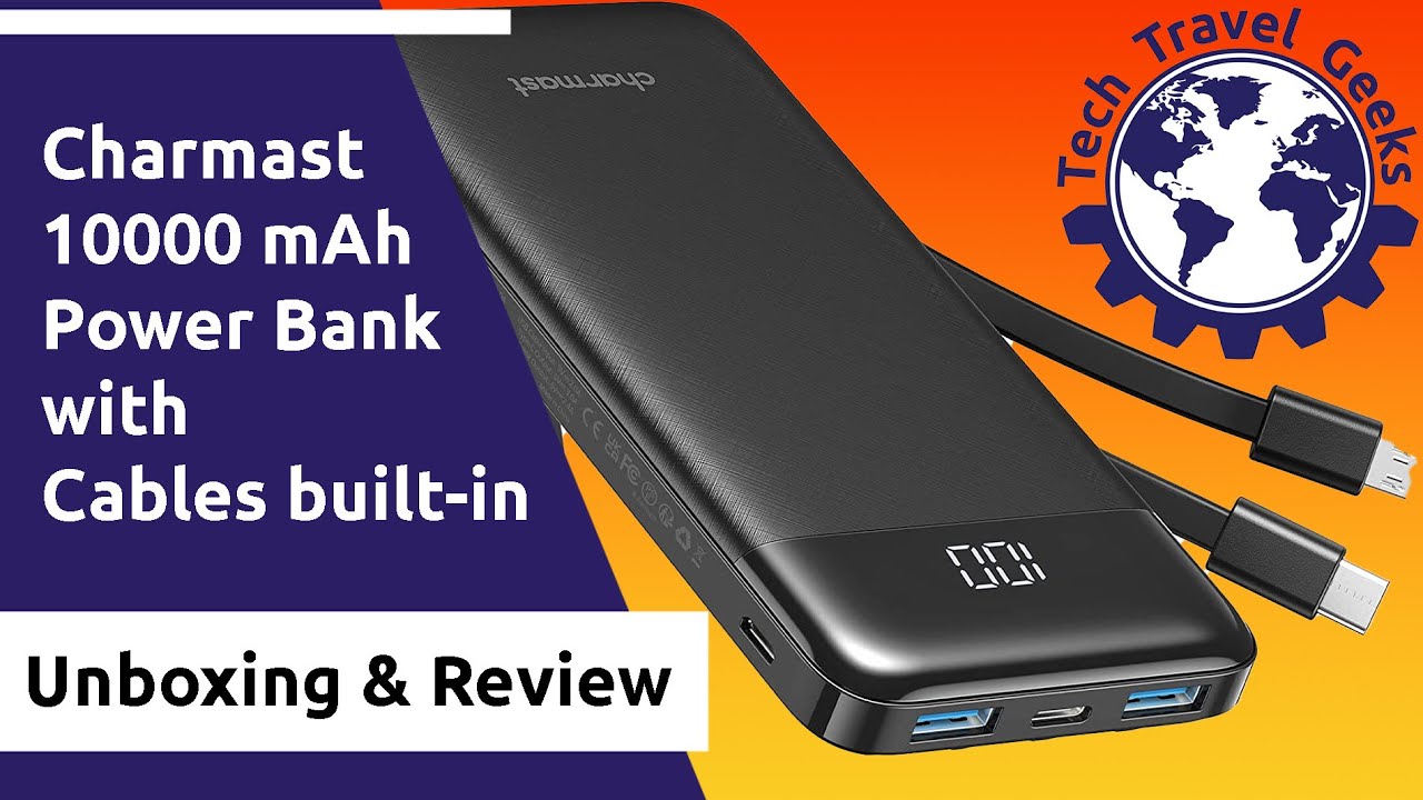 Charmast 10000mAh USB-C Power Bank with Built-in Cables - Unboxing