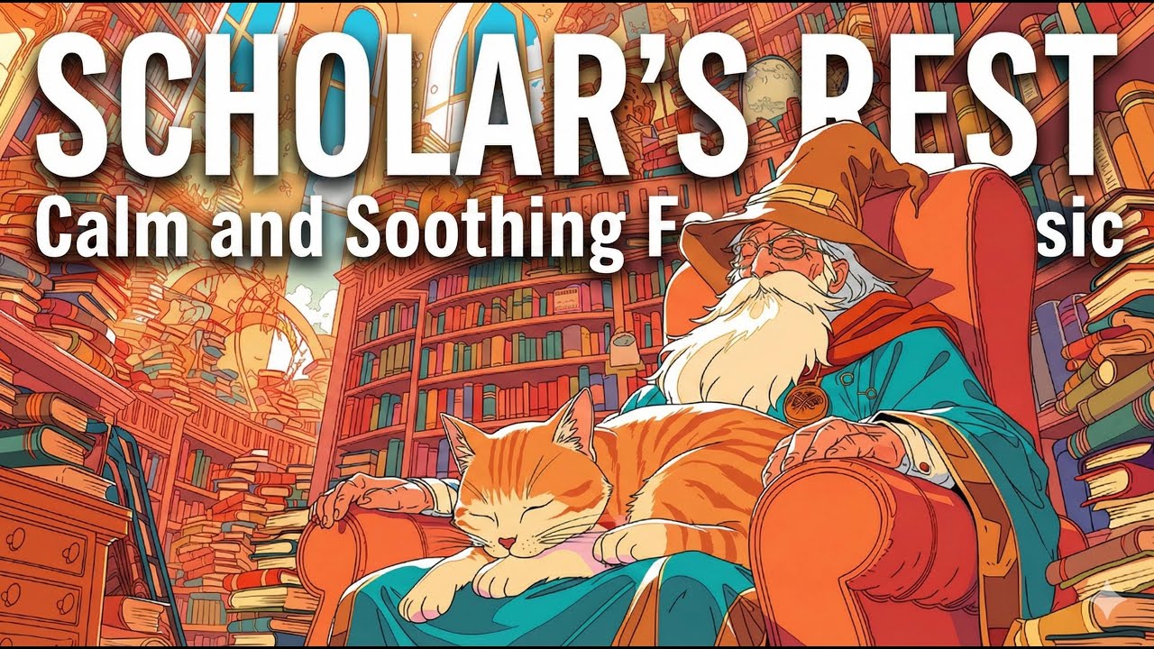 Scholar's Rest | Calm & Soothing Fantasy Music 🧙‍♂️🐈‍⬛