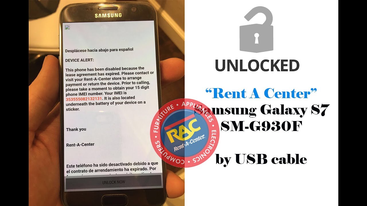 Unlock Rent A Center RAC G930F Samsung Galaxy S7 SM-G930F OK - YouTube