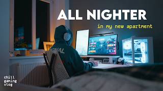 rainy all nighter in my new apartment | chill gaming vlog ☁️🎮