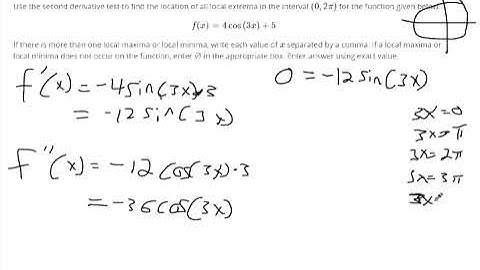 Use the second derivative test to find local extrema of a transcendental function