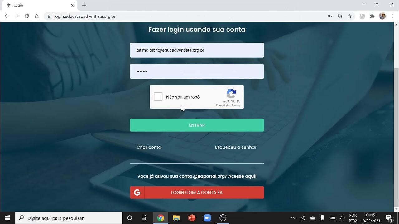 Erro no login do novo portal Eclass Educação Adventista YouTube