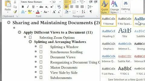 Word 2010 Reorganizing a Document Using Outline View