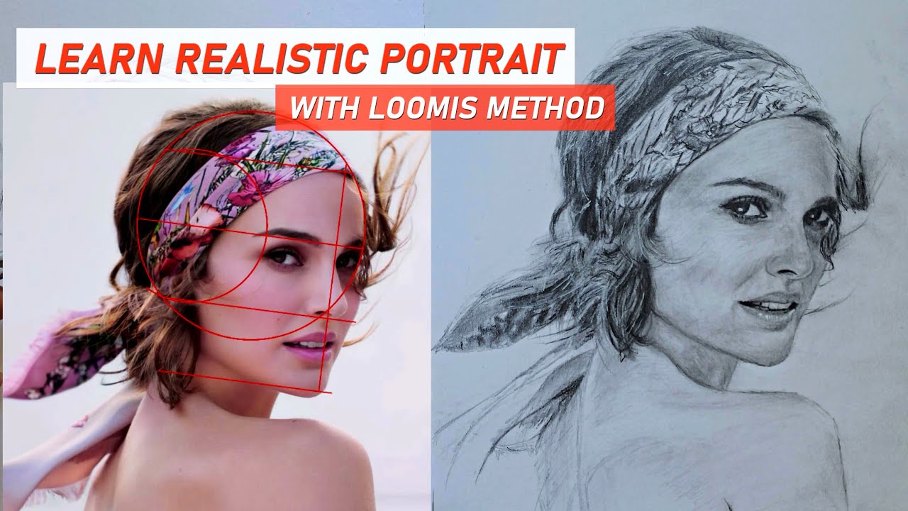 Learn to Draw Realistic Portrait: Step by Step Loomis Method Tutorial Video.