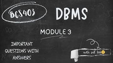 BCS403: MODULE 3 || DBMS IMPORTANT QUESTIONS WITH ANSWER || VTU