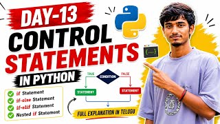Day-13: Control Statements in Python Telugu 🔥 | if, if-else & elif Explained