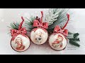 Decoupage 🎀🎄🎀 Christmas balls with girls ,light modeling mass , bows  #pentart  🎀 DIY tutorial...