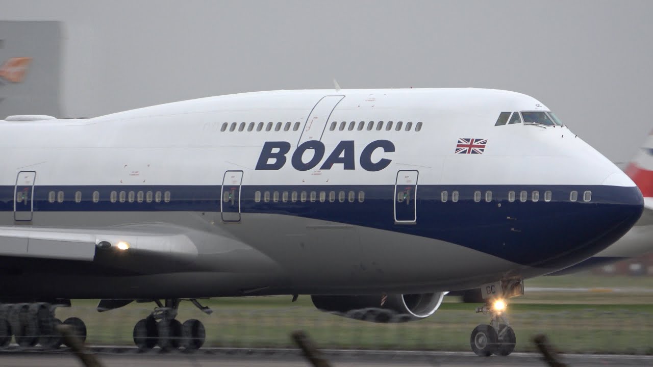 BOAC RETRO 747. G-BYGC REMEMBERED. HEATHROW AIRPORT.   1 YEAR AGO - FEBRUARY 2020.   4K