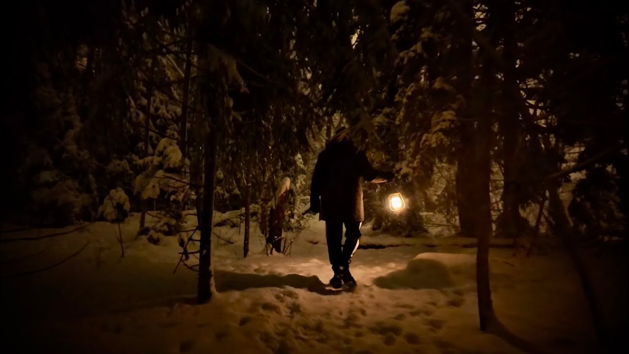 Follow the Light ❄️ | Nordic Snowfall Night Walk in Sweden — Forest, Homes & Roads (4K)