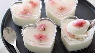 Spring Glass Dessert🌸 Sakura Yogurt Pudding: No Oven, No Eggs, Simple \& Freshy