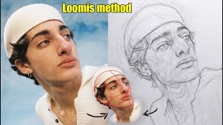 How to draw a Portrait Step by Step using Loomis method : One pencil drawing
