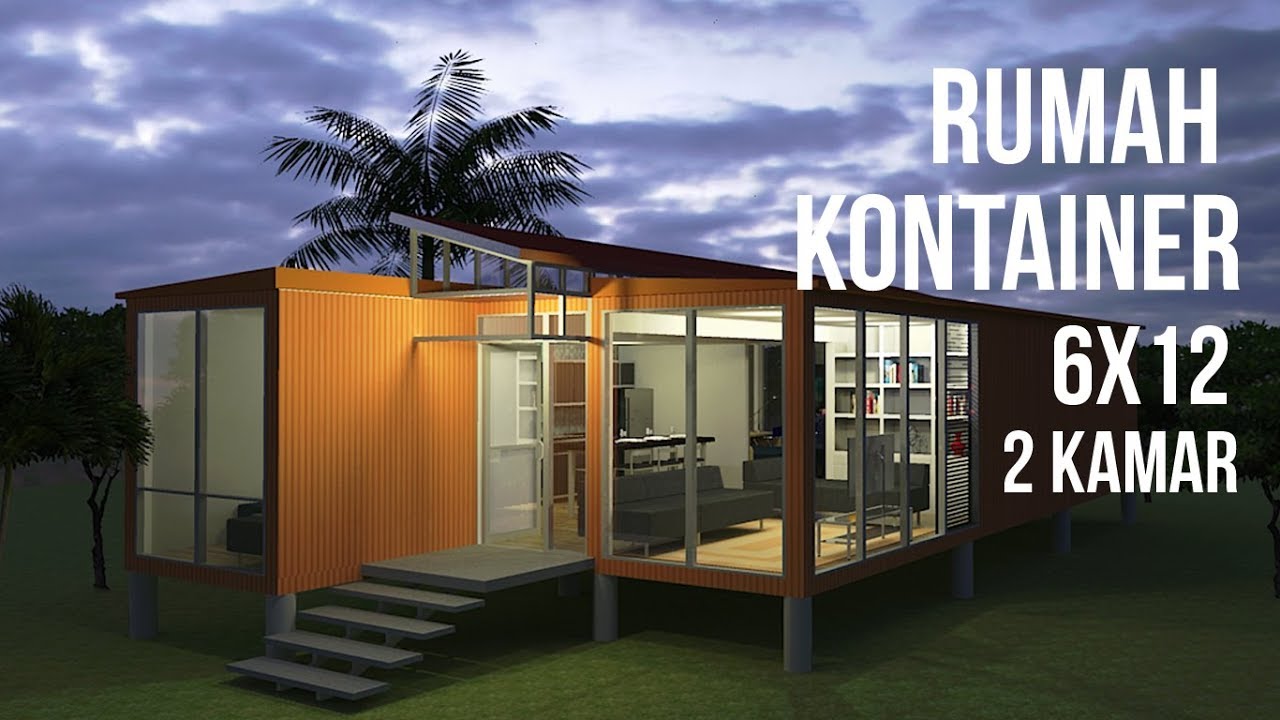 Desain Rumah Kontainer 6x12 Meter Plus Interior Sketchup Youtube