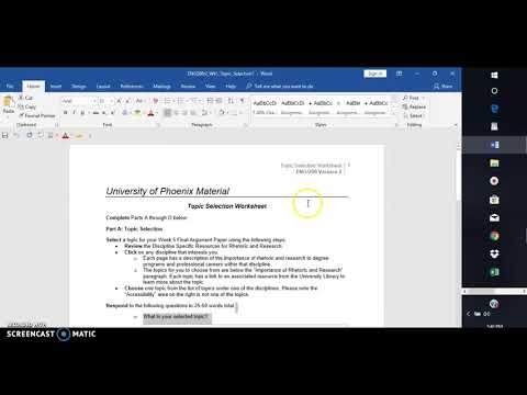 Week 1 Topic Selection Worksheet