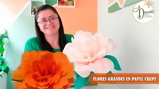 🖌Como hacer 🌼FLORES GIGANTES🌹 de papel Crepe en Dinarte con Dina Castaño🌺