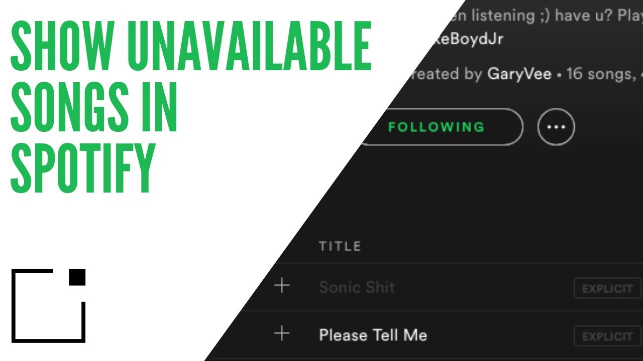 Spotify-재생 목록에 사용할 수없는 노래 표시