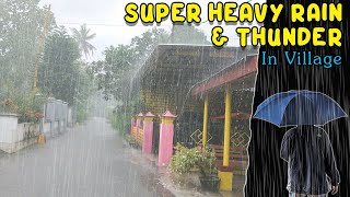 Super Heavy Rain and Thunder Walk in Indonesia Village | Relaxing Rain Sounds for Fall Asleep Fast