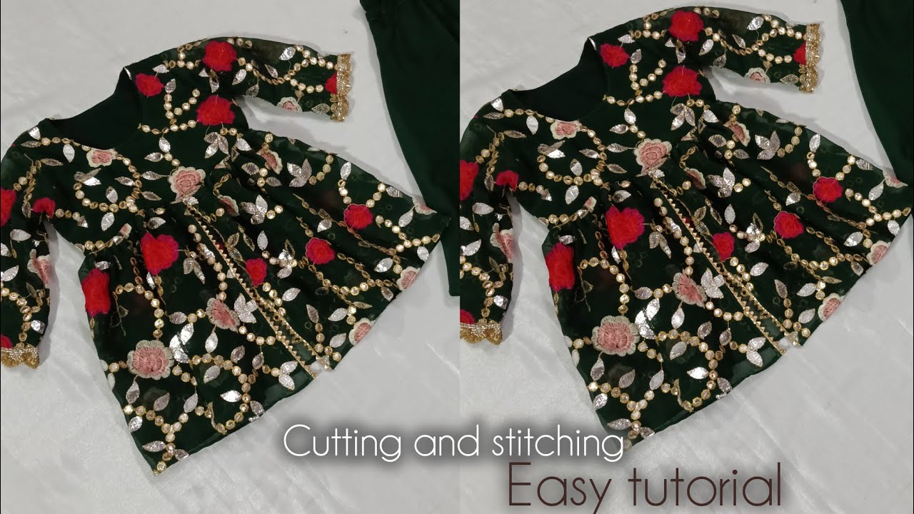 Latest front open baby frock✨/very easy👍🏻 baby frock cutting and stitching ✂️kid's frock full video 